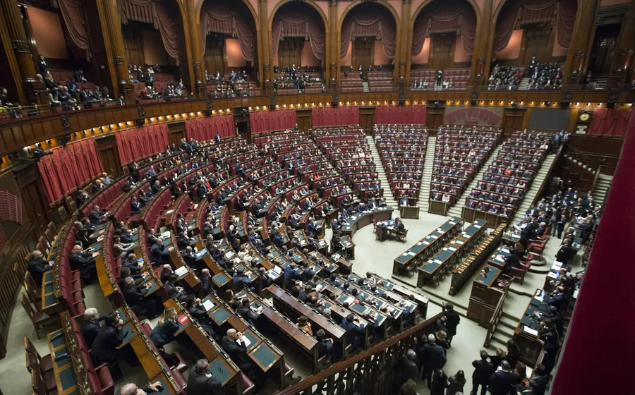Parliamentary assembly chamber in session